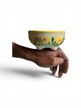 Authentic Hand-Painted Mexican Ceramic Molcajete Del Barro - Folk Art Infused